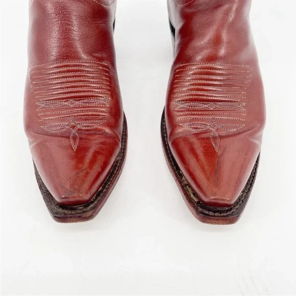 Lucchese purple/blue brown star embroidered snip toe women’s boots - Picture 7 of 13